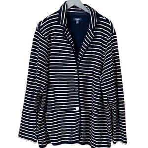Chaps Navy White Stripe Button Down Blazer Jacket NWOT Size 2X